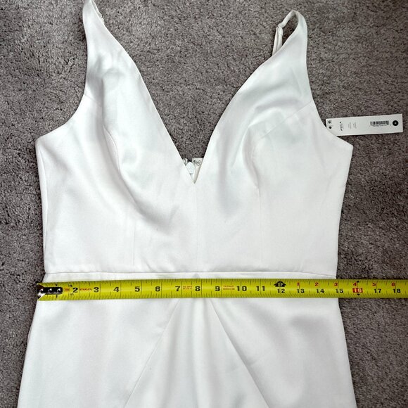 AQUA Formal Sleeveless Gown Women's 8 Off White Plunging V-Neck Spaghetti Straps - Picture 5 of 13